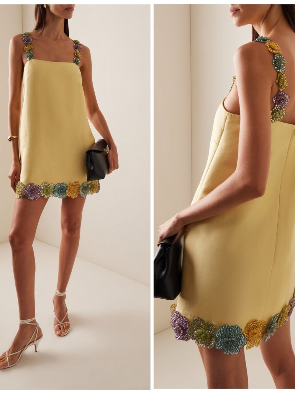 NWT Alemais Lolita Lemon Floral Mini Short Beaded Dress Yellow Women’s 4 FLAWS - Picture 1 of 16